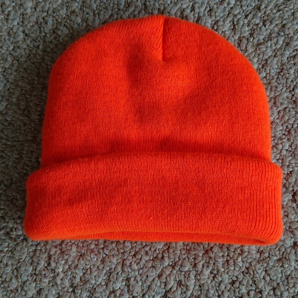 Daylily Orange Snow or hunting  Heavy Weight Beanie One Size NWOT